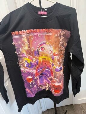 Mega Space Molly Unisex Black Graphic Long-Sleeve Tee